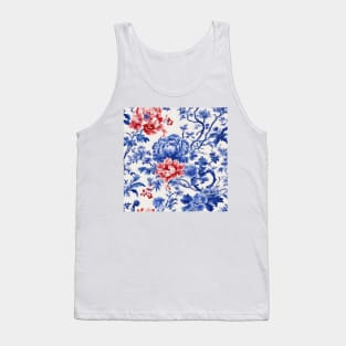 Blue and red French toile de jouy Tank Top